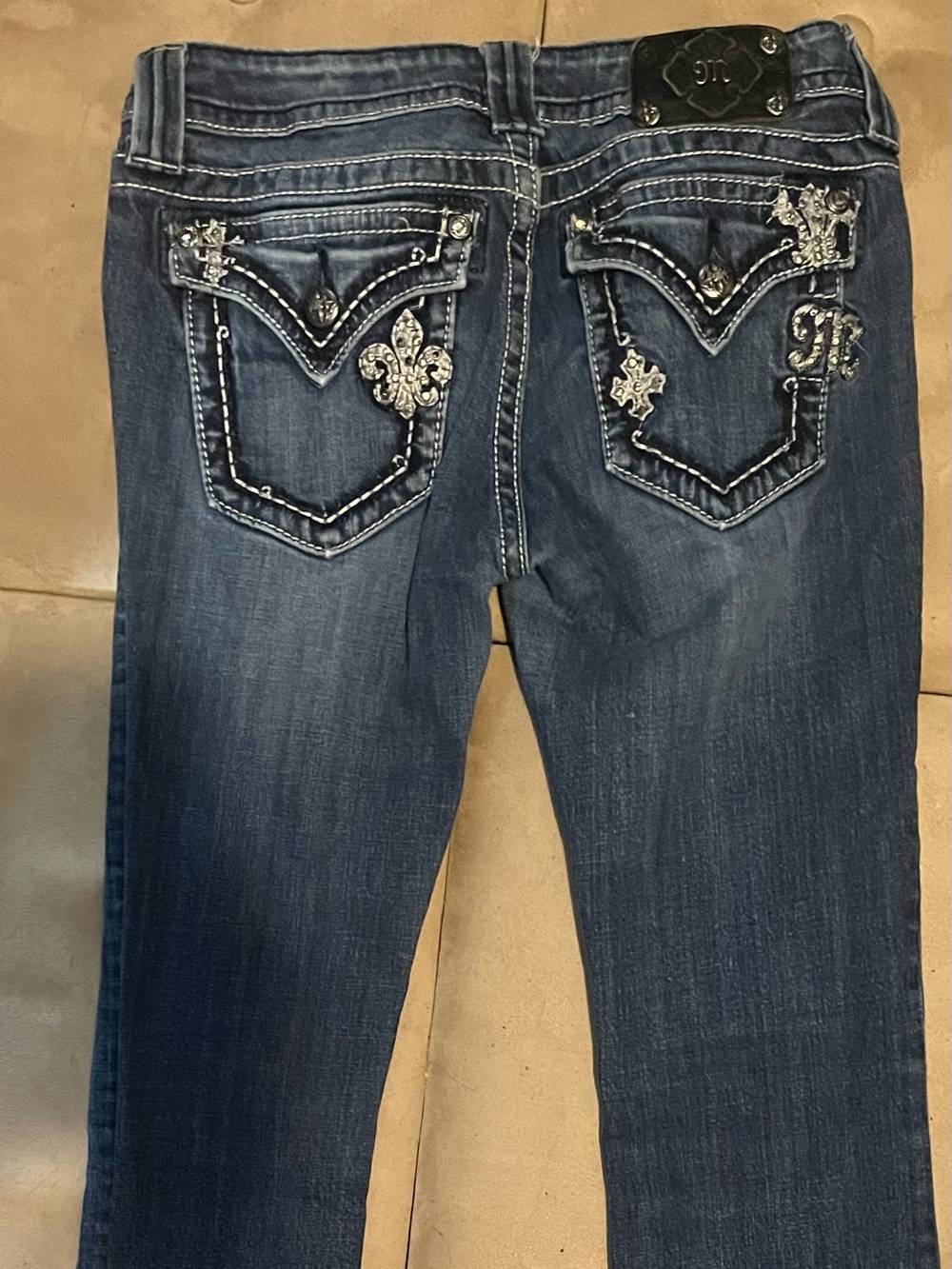 Miss Me Indigo Slim Straight Jeans with Embellished Back Pockets